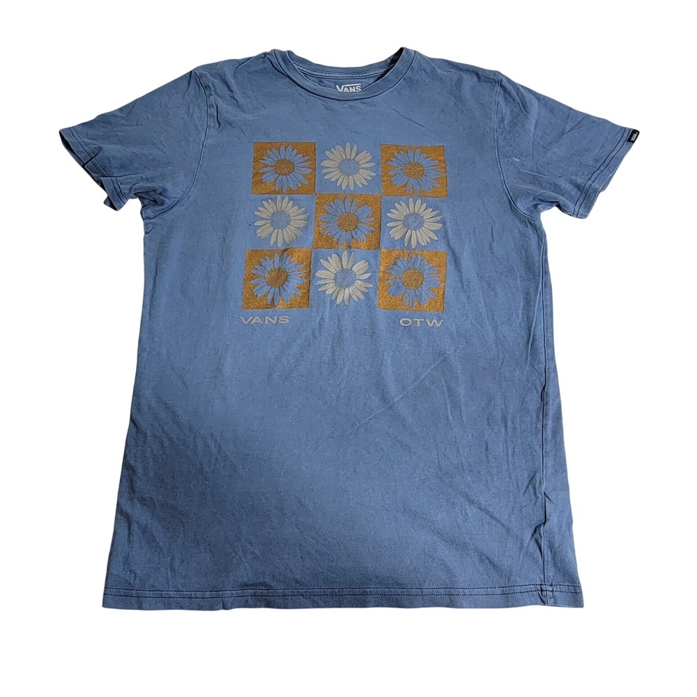 Vans OTW Mens Slim Fitā Daisy Graphic T-Shirt Blue Cotton Short Sleeve Medium